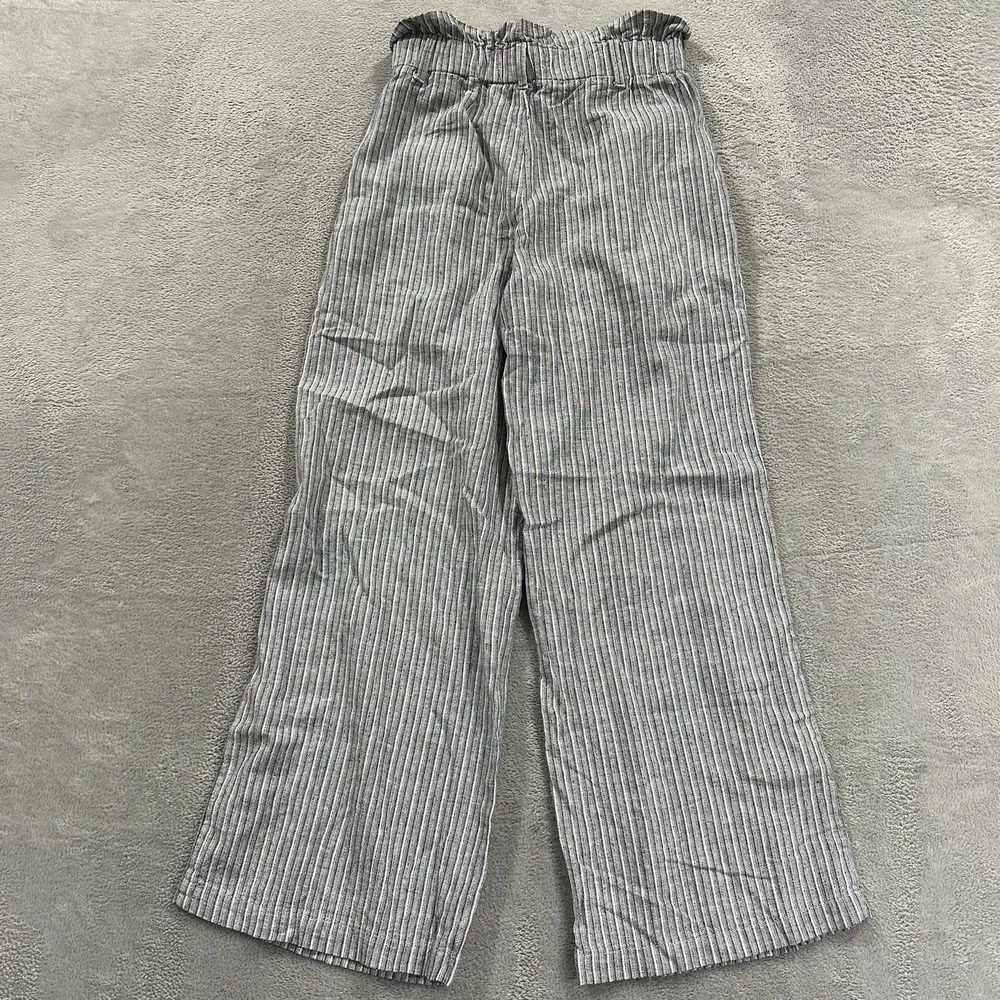 Banana Republic Pants Women's 0 Wide Leg High Rise Linen Blend Light Blue Stripe
